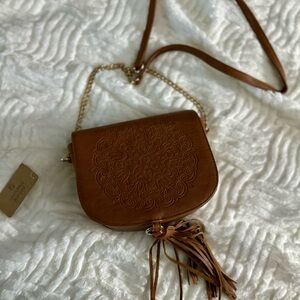 LJ by Cousin All Brown Leather Crossbody Bag NWT